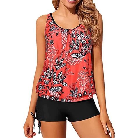 Bikini Femme Pi Ces Rouge Feu Taille Haute Push Up Tankini Grande Taille Rouge Feu Cdiscount