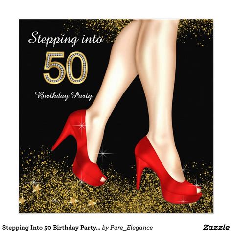 Stepping Into 50 Birthday Party Red Shoes 5 25x5 25 Square Paper