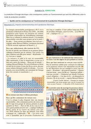 les atouts de l électricité Exercice n1 Questions choix