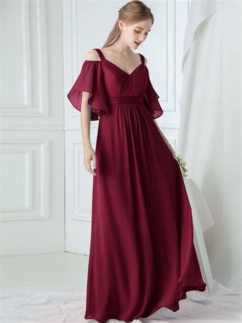 EVER PRETTY Cold Shoulder Flutter Sleeve Maxi Formal Dress SHEIN USA