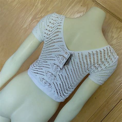 Bebe Tops Sexy Bebe Ml Stretch Top White Nude Nwt Crop Hot Poshmark
