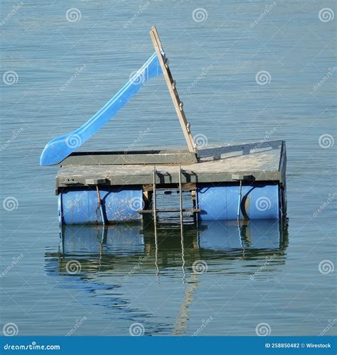 Blue Slide With Staircases In Sea Stock Photo Image Of Clear Aerial