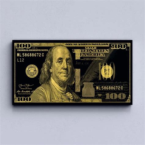 Картина с деньгами Холстович Gold Franklin 30x60 см. Картина с ...