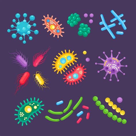 Premium Vector Set Of Bacteria Microbes Virus Germs Disease