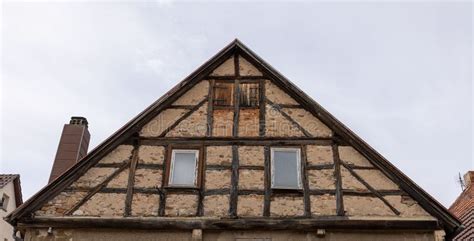 An Old Half Timbered Gable In Need Of Renovation Of A Residential