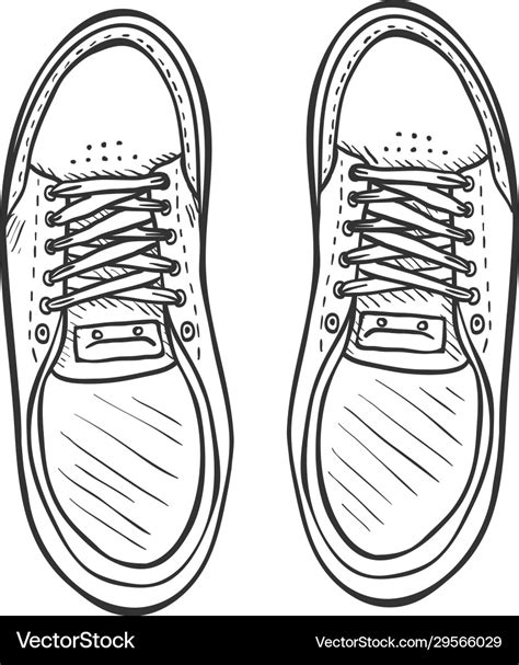 Sketch - pair skaters shoes top view Royalty Free Vector