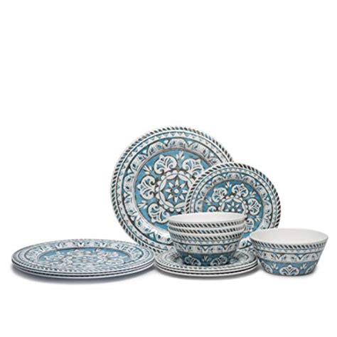 12 Piece Melamine Dinnerware set - Melamine Dishes Set, Service For 4 ...