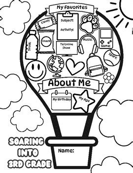 Back To School Activity All About Me Hot Air Balloon Themed Tpt