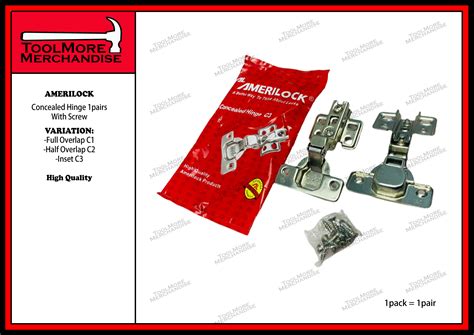 Amerilock Concealed Hinges With Screw1pair Full Overlap C1 Half Overlap