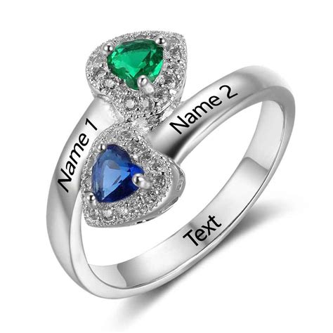 Birthstone Rings Mothers Rings Sterling Silver Personalized