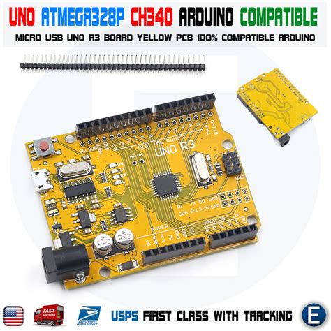 Uno R3 Atmega328p Ch340g Micro Usb Yellow Development Board Compatible