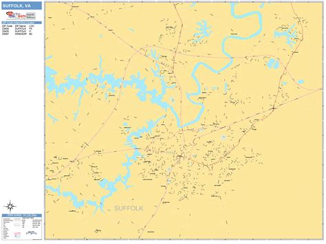Suffolk Virginia Wall Map (Basic Style) by MarketMAPS - MapSales