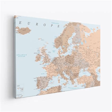 Canvastavla Neutral Detailed Map Of Europe Tavla K P Fr N Wamaya Se