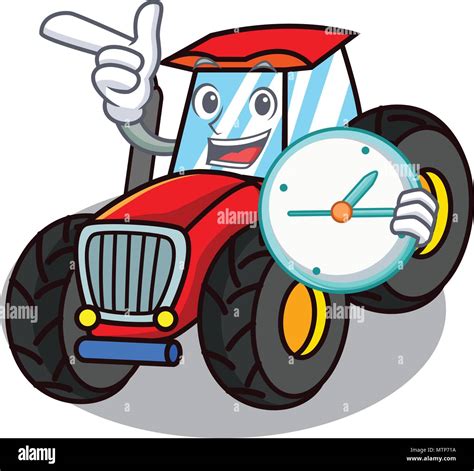 With clock tractor character cartoon style Stock Vector Image & Art - Alamy