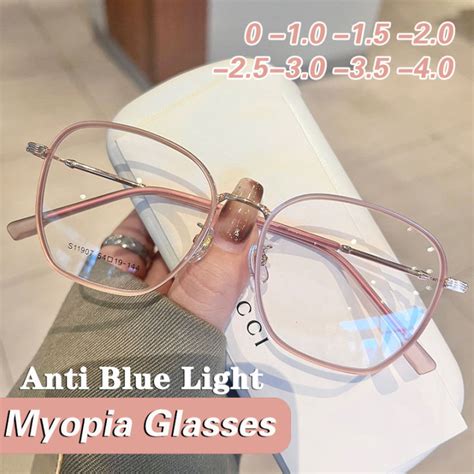 To Fashion Anti Blue Light Myopia Glasses Women S Round Frame