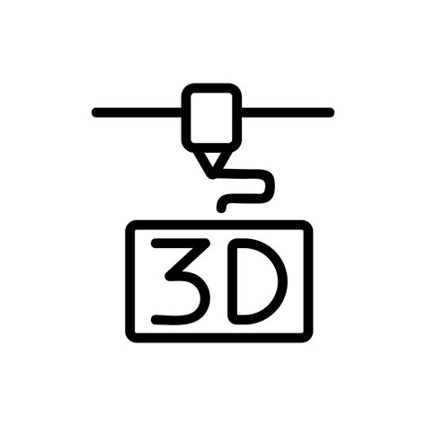 3d Print Printer Icon Vector Isolated Contour Symbol Illustration