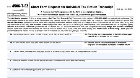 IRS Form 4506 T EZ Walkthrough Short Form Request For Individual Tax