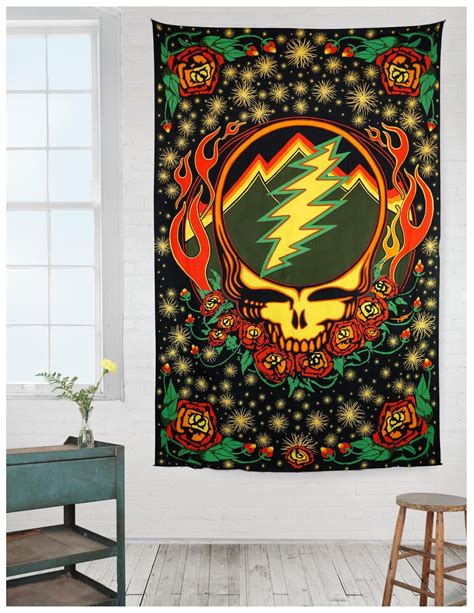 Sunshine Joy Grateful Dead 3d Steal Your Face Scarlet Fire Tapestry