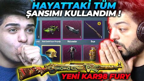 HAYATTAKİ TÜM ŞANSIMI KULLANDIM YENİ KAR 98 FURY PUBG Mobile YouTube