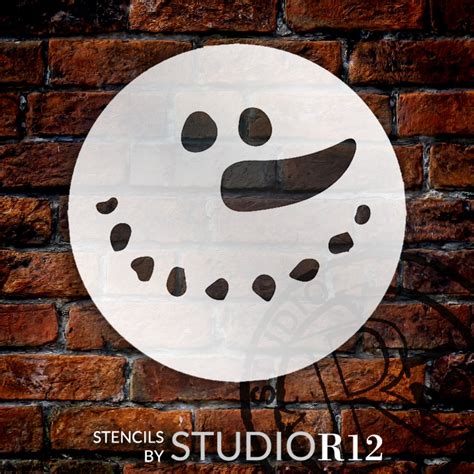 Jolly Snowman Face Stencil By StudioR12 DIY Winter Snow Home Decor