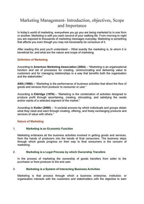 unit  marketing management notes mba  marketing management