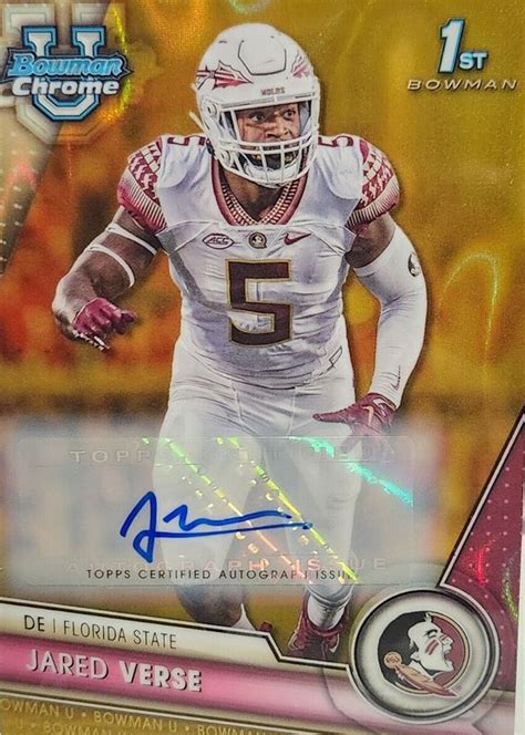 Jared Verse 2023 Bowman Chrome University 60 Prospect Auto Gold Lava