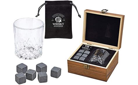 Woma Whisky Steine Mit Whiskey Glas Holz Geschenkbox Whiskey