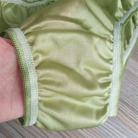Vintage Silky Nylon Panties Olive Green Bikini Sof Br Gem