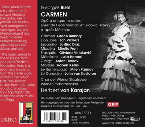 Grace Bumbry Jon Vickers Mirella Freni Carmen Cd Herbert Von