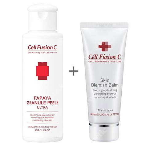 Cell Fusion C Papaya Granule Peels + Skin Blemish Balm ZESTAW Peeling ...