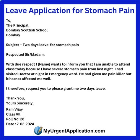 Leave Application For Stomach Pain 2025