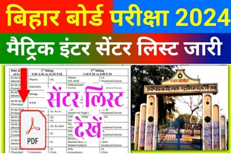 Bihar Board 10th 12th Center List 2024 Jari अचनक जर हआ मटरक