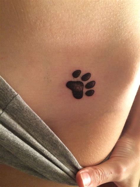 Freshly Done Paw Print On Left Hip Very Happy Initial Tattoo Pawprint