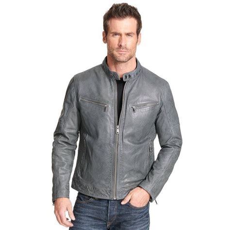 Grey leather jacket outfit bomber biker jackets for mens