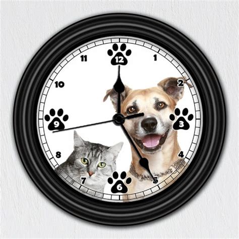 Cat And Dog Unique Wall Clock Handmade T Pet By Clocksgalore