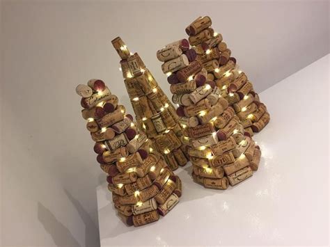 Wine Cork Christmas Trees With Led Lighting Etsy Wine Cork