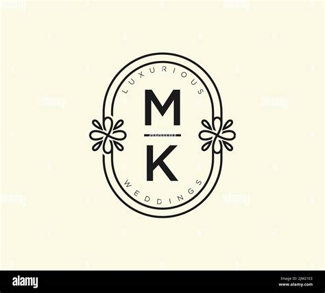 Mk Initials Letter Wedding Monogram Logos Template Hand Drawn Modern