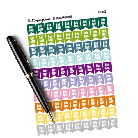 Hair Appointment Page Flag Stickers Planner Stickers