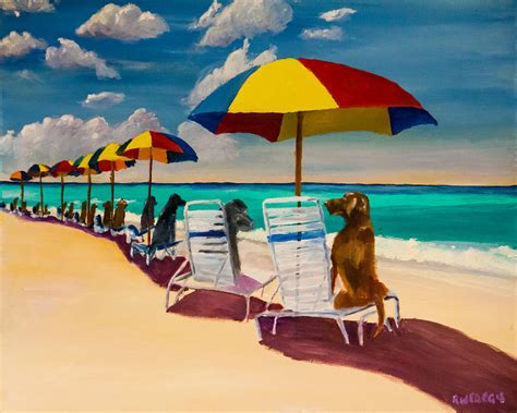 Beach Day Painting By Roger Wedegis