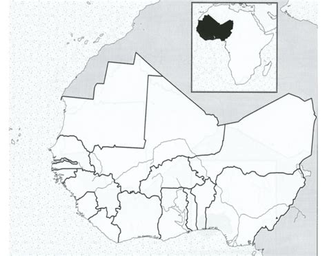 West Africa Physical Map — Printable Worksheet