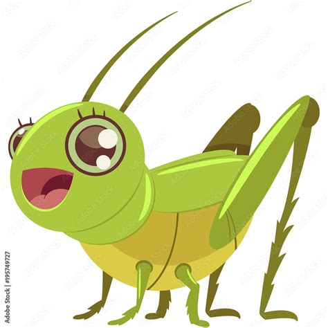 Cute Grasshopper Vector Cartoon Character Isolated On White Background Stock Vector Adobe Stock