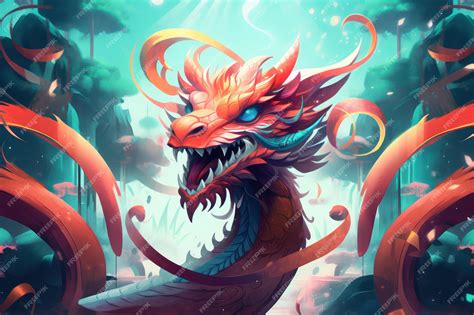 Premium AI Image | Colorful Dragon Illustration