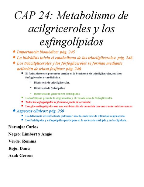 CAP 24 Metabolismo de acilgriceroles y los esfingolípidos CAP 24