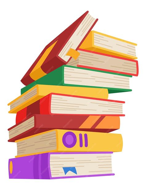 Premium Vector High Book Stacks Or Pile Library Textbooks And School