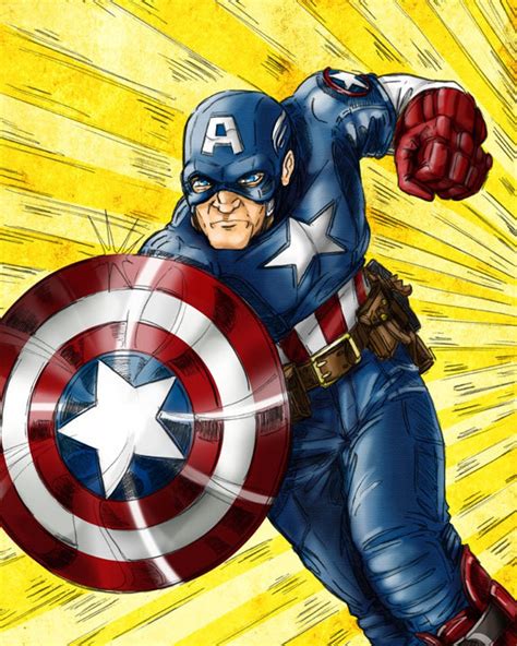 Captain America Art Print Patriotic Superhero Decor 8x10 Etsy