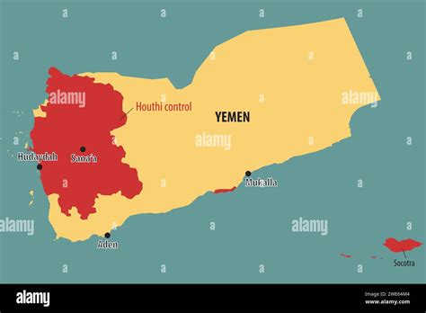 Vector graphic of estimated Houthi controlled areas in Yemen Stock ...