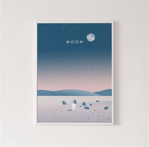 Moon Illustration Moon Poster Space Print Moon Print Solar System