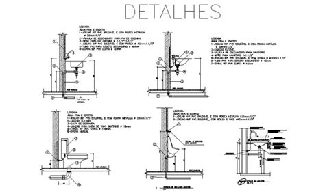 Sanitary installation plumbing constructive structure details dwg file | Plumbing, Floor drains ...