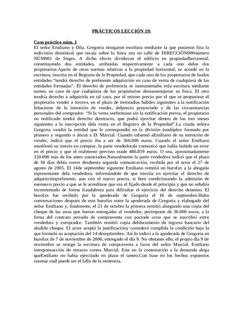 Casos Prácticos De Derechos Reales Ejercicios De Derecho Privado