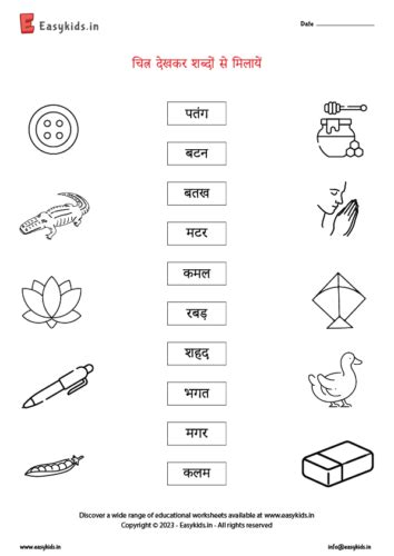 Hindi 3 Letter Worksheets Worksheet by Easy Kids - EasyKids.in